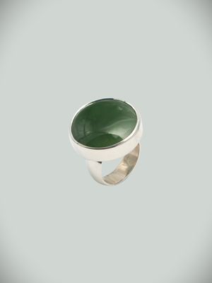 Moko Pounamu Gilt Jewellery Kawakawa Pounamu & Sterling Silver Ring 12459 Moko Pounamu Gilt Jewellery Kawakawa Pounamu & Sterling Silver Ring 12459