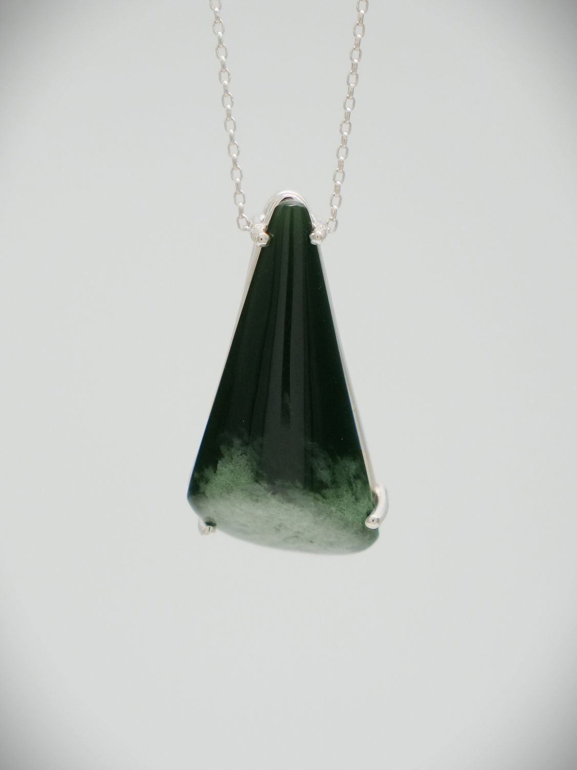 Moko Pounamu Gilt Jewellery Kawakawa Flower Greenstone & Sterling Silver Pendant 12603