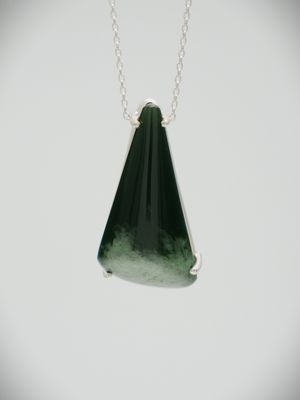 Moko Pounamu Gilt Jewellery Kawakawa Flower Greenstone & Sterling Silver Pendant 12603