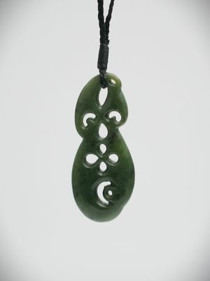 Moko Pounamu Contemporary Flower NZ Genuine Kawakawa Greenstone - Putiputi