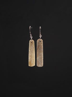Moko Pounamu Whale Bone and Silver Drop Earrings 12859 Moko Pounamu Whale Bone and Silver Drop Earrings 12859