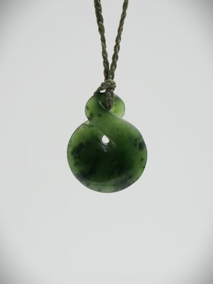 Moko Pounamu Pikorua NZ Genuine Kawakawa Greenstone - Mangatuna Moko Pounamu Pikorua NZ Genuine Kawakawa Greenstone - Mangatuna