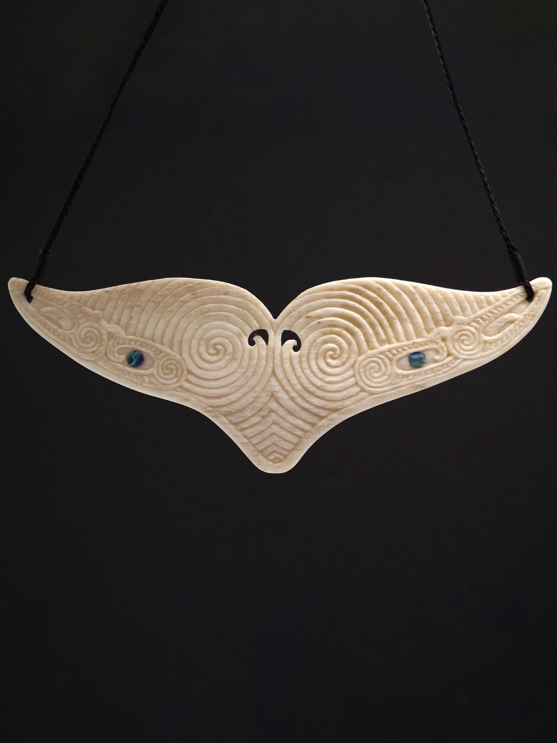 Moko Pounamu Whale Tail Genuine Whale Bone Carving - Maimai Moko Pounamu Whale Tail Genuine Whale Bone Carving - Maimai