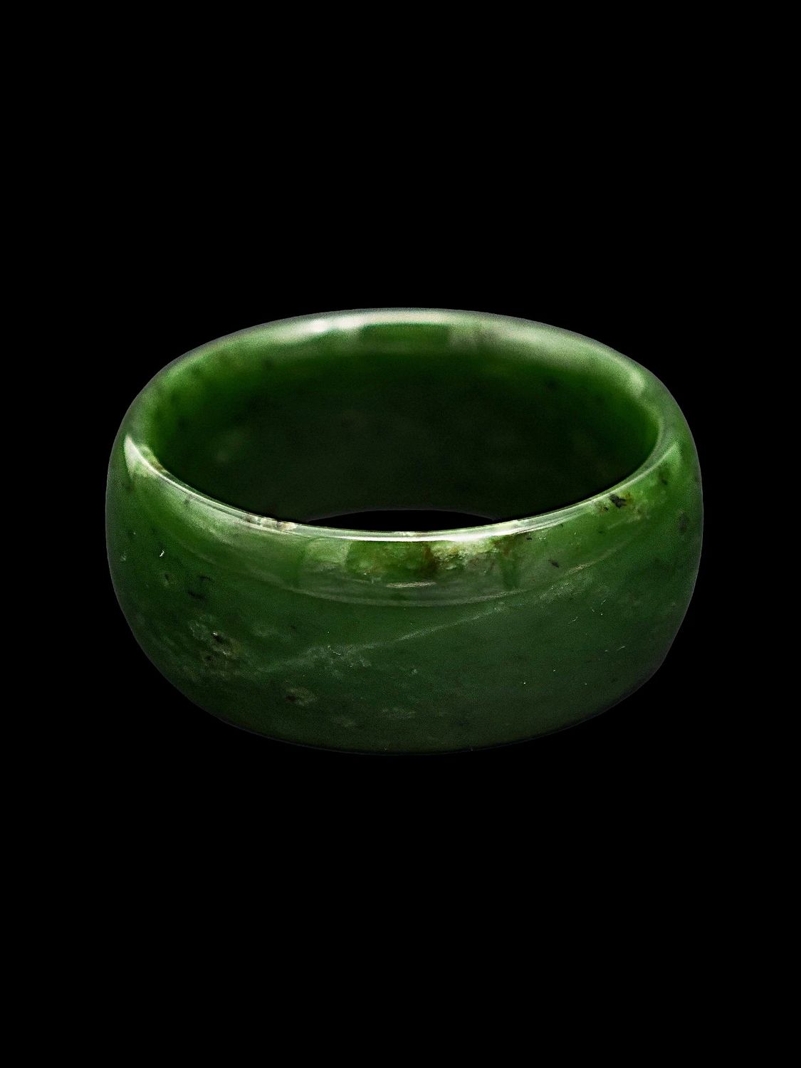 Moko Pounamu Solid Bangle NZ Genuine Kahurangi Putiputi (Flower) Greenstone - Ouruhia 62mm