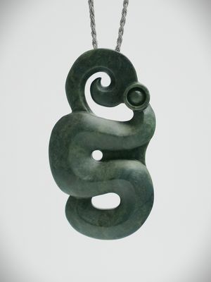 Moko Pounamu Manaia NZ Genuine (Nelson) Te Tau Ihu Blue Inanga Greenstone - Rarangi Moko Pounamu Manaia NZ Genuine (Nelson) Te Tau Ihu Blue Inanga Greenstone - Rarangi