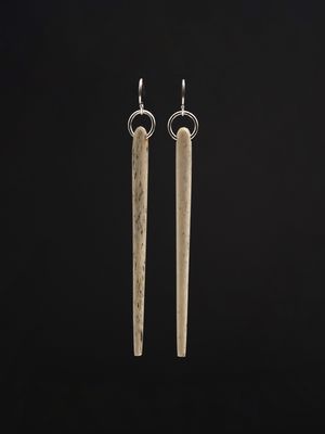Moko Pounamu Whale Bone and Silver Drop Earrings 13086 Moko Pounamu Whale Bone and Silver Drop Earrings 13086