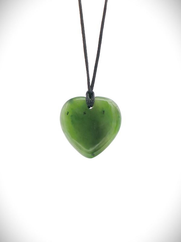 Moko Pounamu Heart NZ Genuine Kawakawa Greenstone - Cardrona