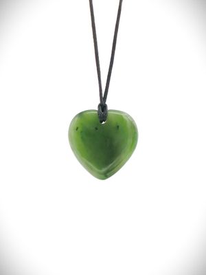 Moko Pounamu Heart NZ Genuine Kawakawa Greenstone - Cardrona