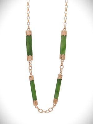Moko Pounamu Antique Necklace NZ Genuine Kahurangi Greenstone,  9ct Rose Gold