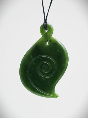 Moko Pounamu Single Pikorua NZ Genuine Kawakawa Greenstone - Te Miko Moko Pounamu Single Pikorua NZ Genuine Kawakawa Greenstone - Te Miko