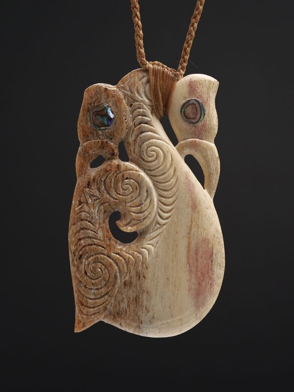 Moko Pounamu Manaia Genuine Whale Bone Carving - Miromiro SALE