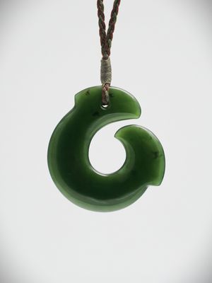 Moko Pounamu Hei Matau NZ Genuine Kawakawa Greenstone - Utawai Moko Pounamu Hei Matau NZ Genuine Kawakawa Greenstone - Utawai