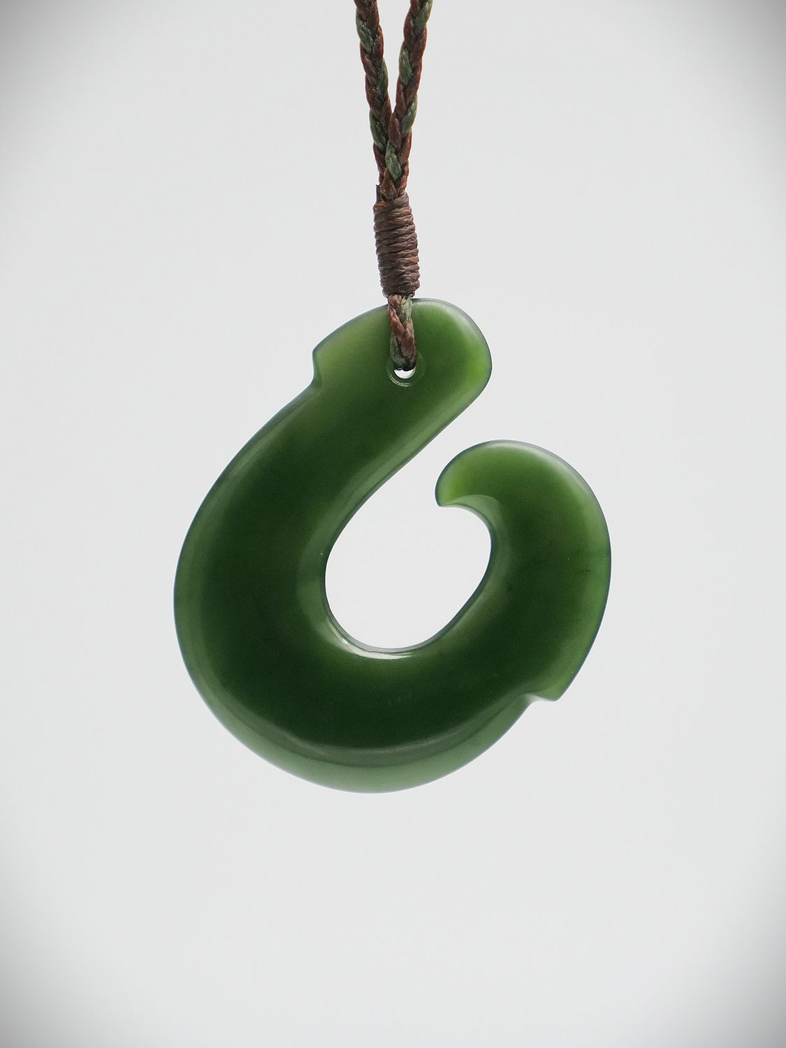 Moko Pounamu Hei Matau NZ Genuine Kawakawa Greenstone - Kapara Moko Pounamu Hei Matau NZ Genuine Kawakawa Greenstone - Kapara