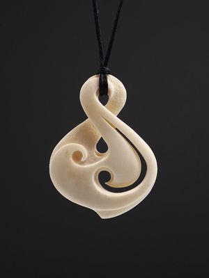 Moko Pounamu Pikorua (Twist) Bone Carving - Whio Moko Pounamu Pikorua (Twist) Bone Carving - Whio