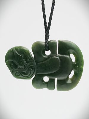 Moko Pounamu Hei Tiki NZ Genuine Kawakawa Greenstone - Totaranui Moko Pounamu Hei Tiki NZ Genuine Kawakawa Greenstone - Totaranui