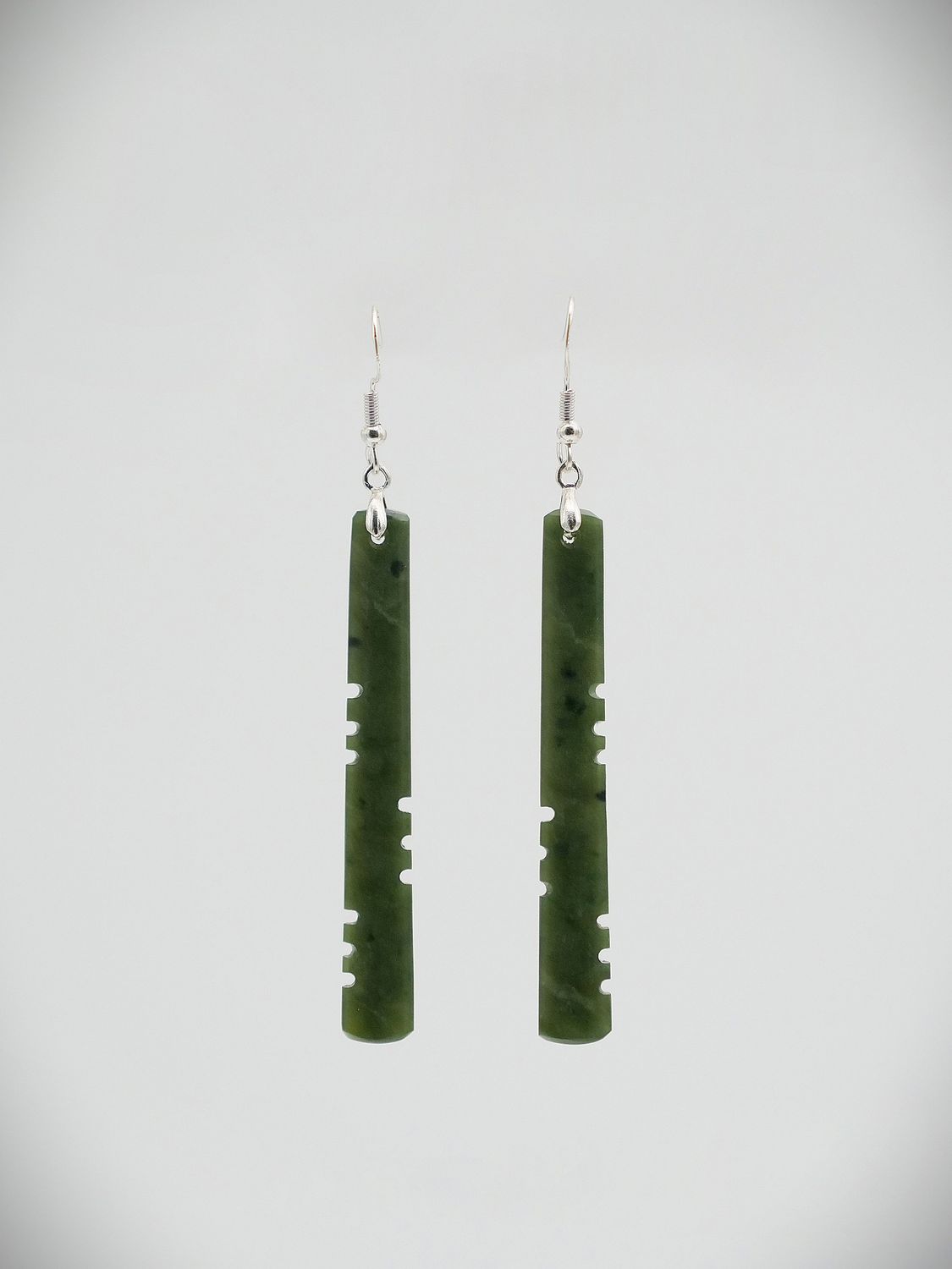 Moko Pounamu NZ Kawakawa Greenstone & Sterling Silver Earrings 13595 Moko Pounamu NZ Kawakawa Greenstone & Sterling Silver Earrings 13595