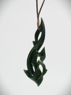 Moko Pounamu Manaia NZ Genuine Kawakawa Greenstone - Matapara Moko Pounamu Manaia NZ Genuine Kawakawa Greenstone - Matapara