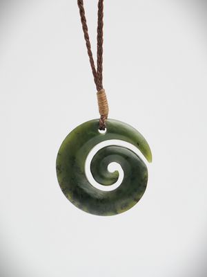 Moko Pounamu Koru NZ Genuine Kawakawa Greenstone - Wainoni