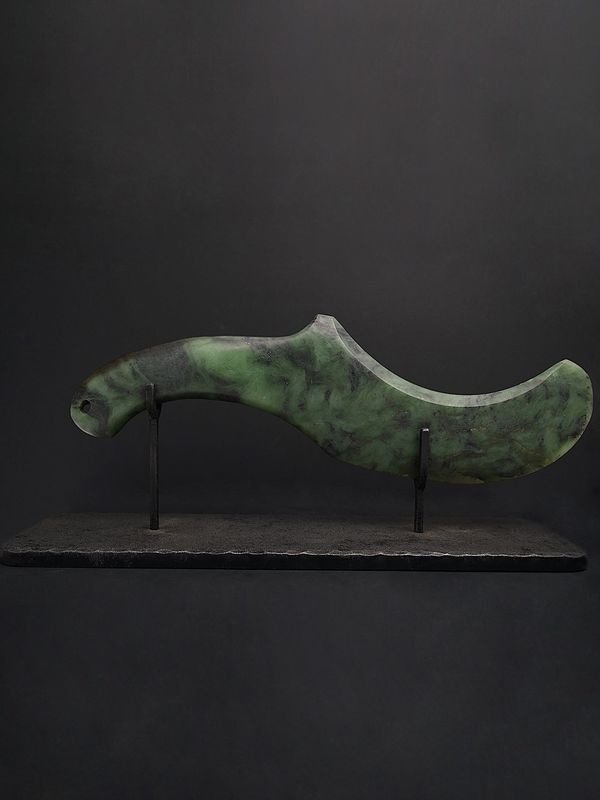 Moko Pounamu Wahaika Sculpture NZ Genuine Hapopo Greenstone - Makara Moko Pounamu Wahaika Sculpture NZ Genuine Hapopo Greenstone - Makara