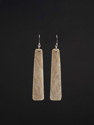 Moko Pounamu Whale Bone and Silver Drop Earrings 14150 Moko Pounamu Whale Bone and Silver Drop Earrings 14150