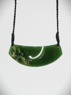Moko Pounamu Kouma Breastplate NZ Genuine Kahurangi Flower Greenstone - Wainoni Moko Pounamu Kouma Breastplate NZ Genuine Kahurangi Flower Greenstone - Wainoni