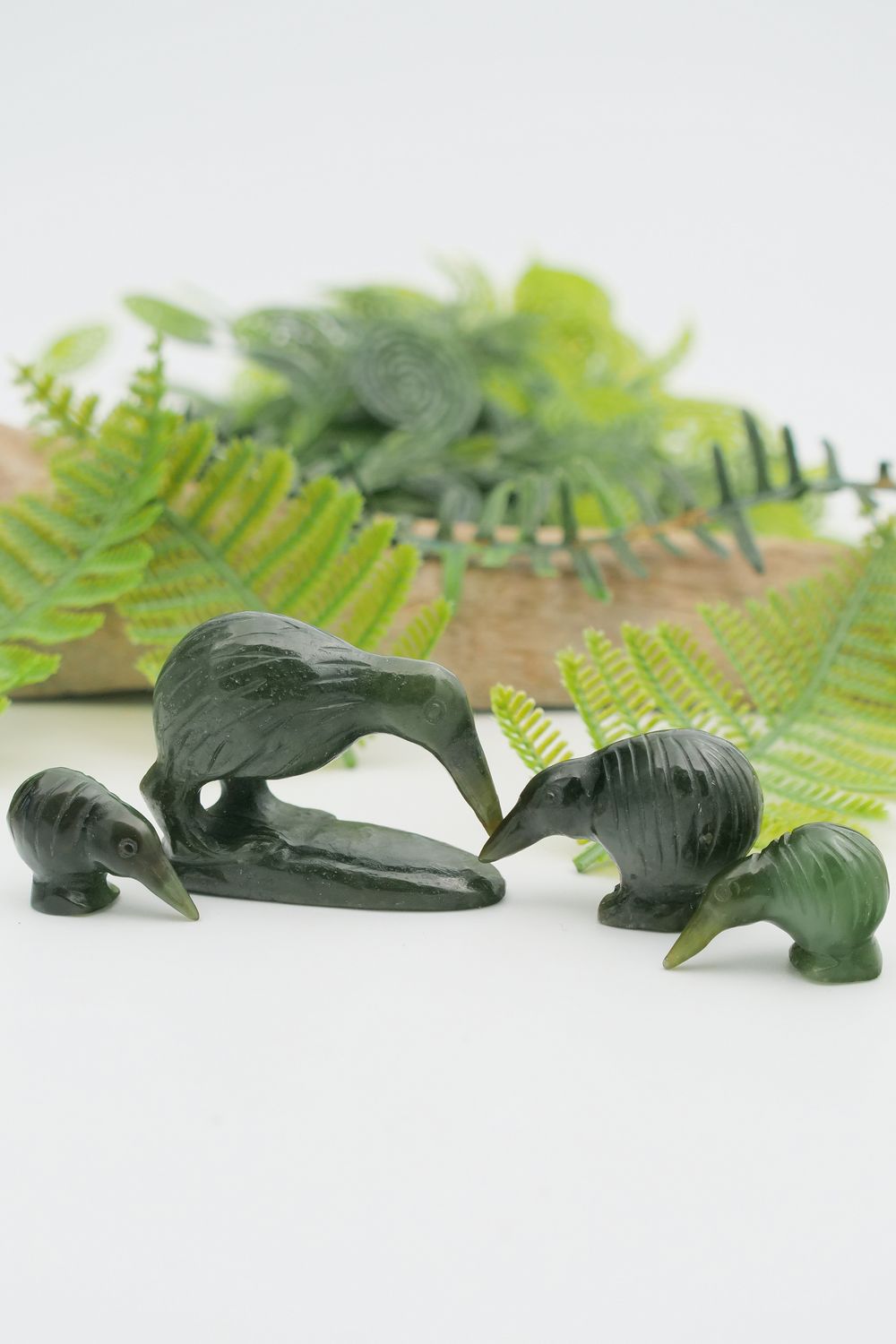 Moko Pounamu Genuine New Zealand Pounamu Kiwi Family - Iwi