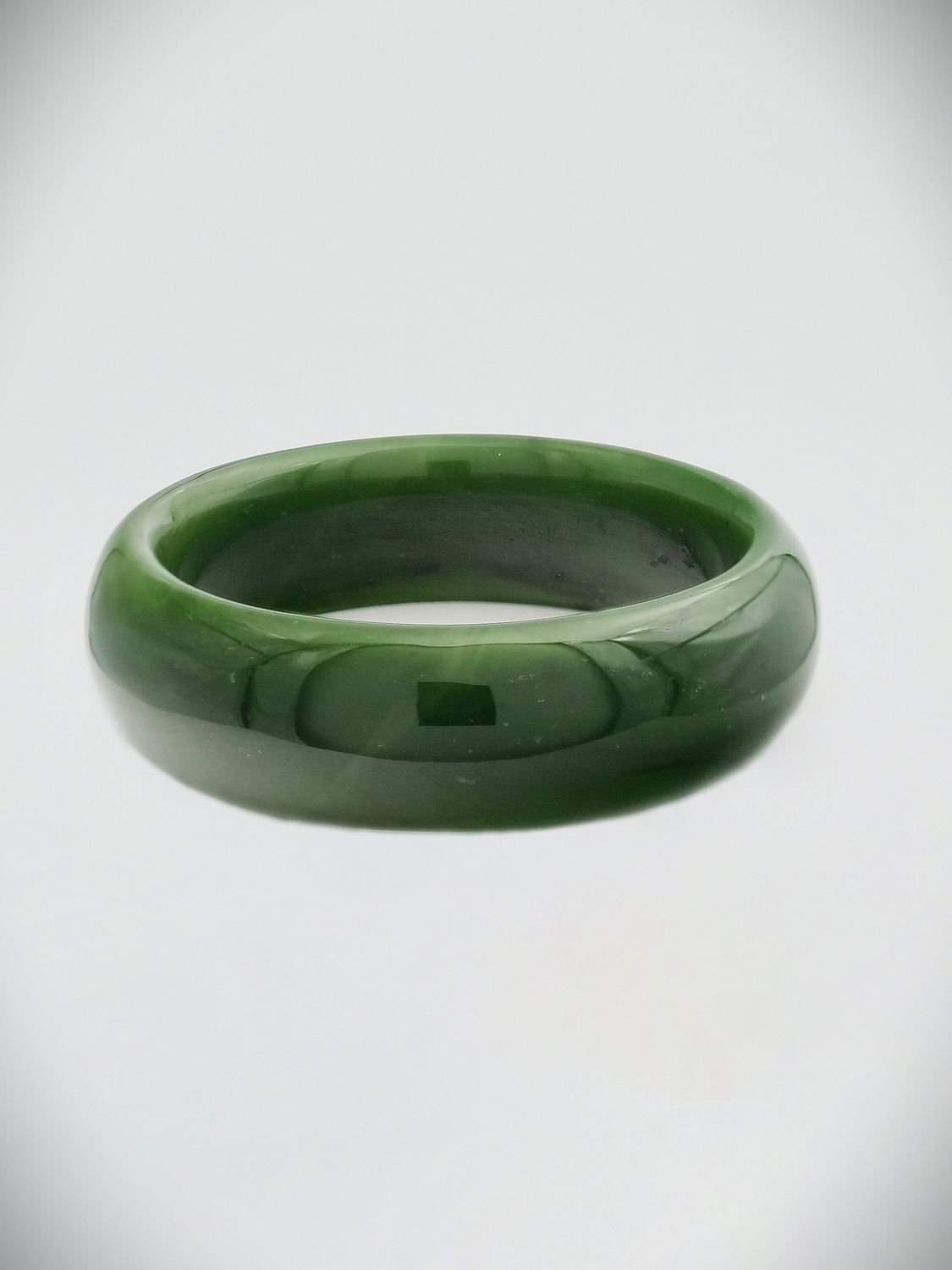 Moko Pounamu Solid Bangle NZ Genuine Kahurangi Greenstone - Mokoroa 58mm