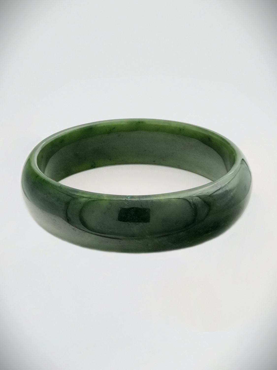 Moko Pounamu Solid Bangle NZ Genuine Kahurangi Greenstone - Karamatura 63mm