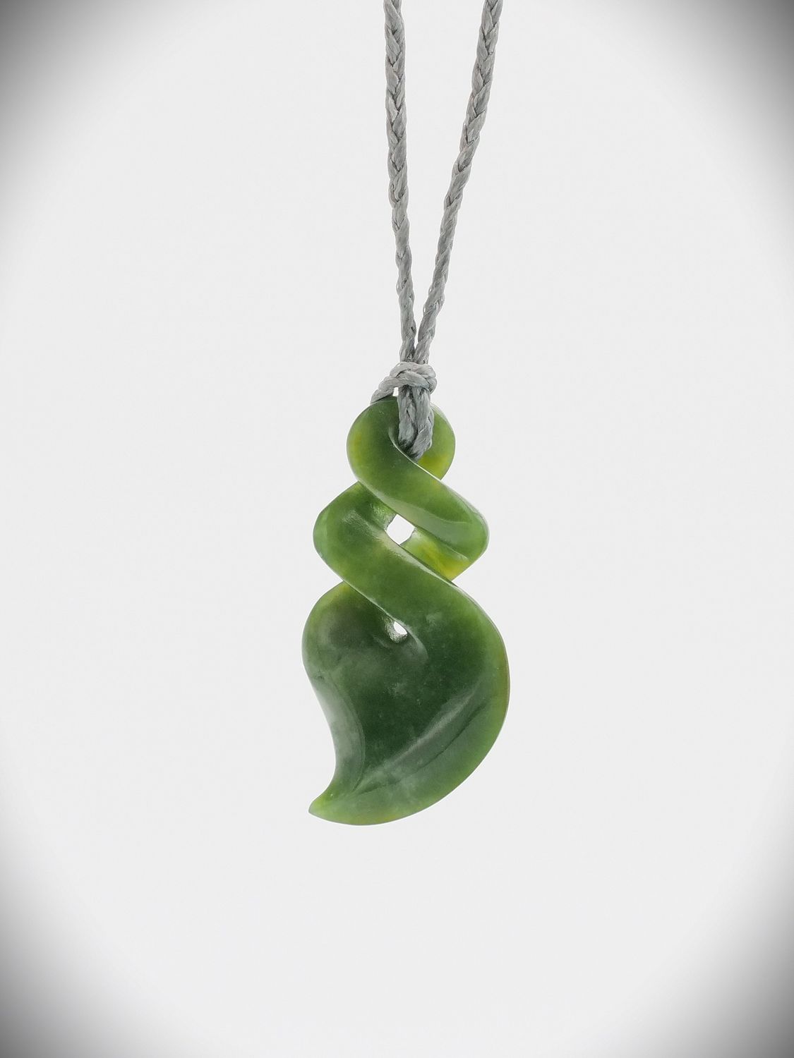 Moko Pounamu Double Pikorua (Twist) NZ Genuine Kawakawa Flower Greenstone - Raeroa Moko Pounamu Double Pikorua (Twist) NZ Genuine Kawakawa Flower Greenstone - Raeroa