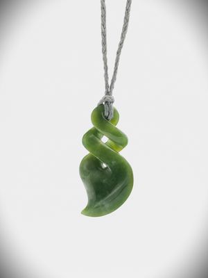 Moko Pounamu Double Pikorua (Twist) NZ Genuine Kawakawa Flower Greenstone - Raeroa Moko Pounamu Double Pikorua (Twist) NZ Genuine Kawakawa Flower Greenstone - Raeroa