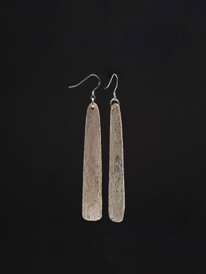 Moko Pounamu Whale Bone and Silver Drop Earrings 14345 Moko Pounamu Whale Bone and Silver Drop Earrings 14345