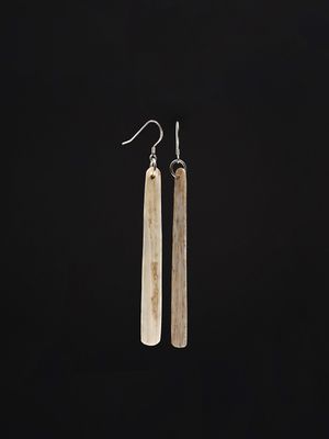 Moko Pounamu Whale Bone and Silver Drop Earrings 14344 Moko Pounamu Whale Bone and Silver Drop Earrings 14344