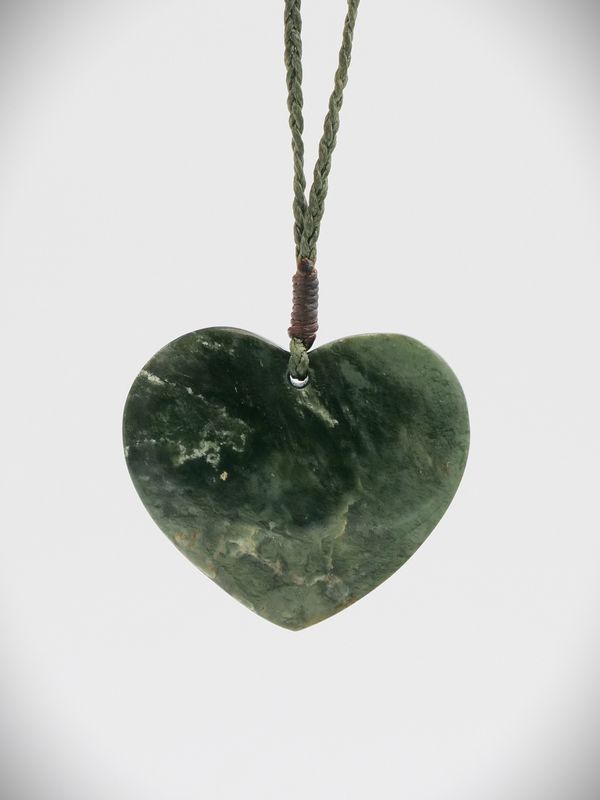 Moko Pounamu Manawa (Heart) NZ Genuine Kokopu Greenstone - Waiwera