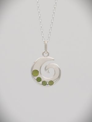 Moko Pounamu Open Koru Greenstone and Sterling Silver Pendant - SALE