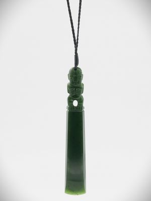 Moko Pounamu Hei Tiki NZ Genuine Kawakawa Greenstone - Rangiuru