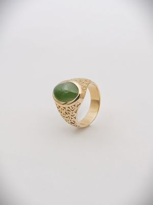 Moko Pounamu Gilt Jewellery Kahurangi Pounamu & 9ct Gold Ring 14466