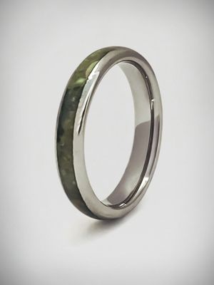 Moko Pounamu Tungsten Carbide & Genuine NZ Kawakawa Greenstone Band Ring 4mm TBR4 Moko Pounamu Tungsten Carbide & Genuine NZ Kawakawa Greenstone Band Ring 4mm TBR4