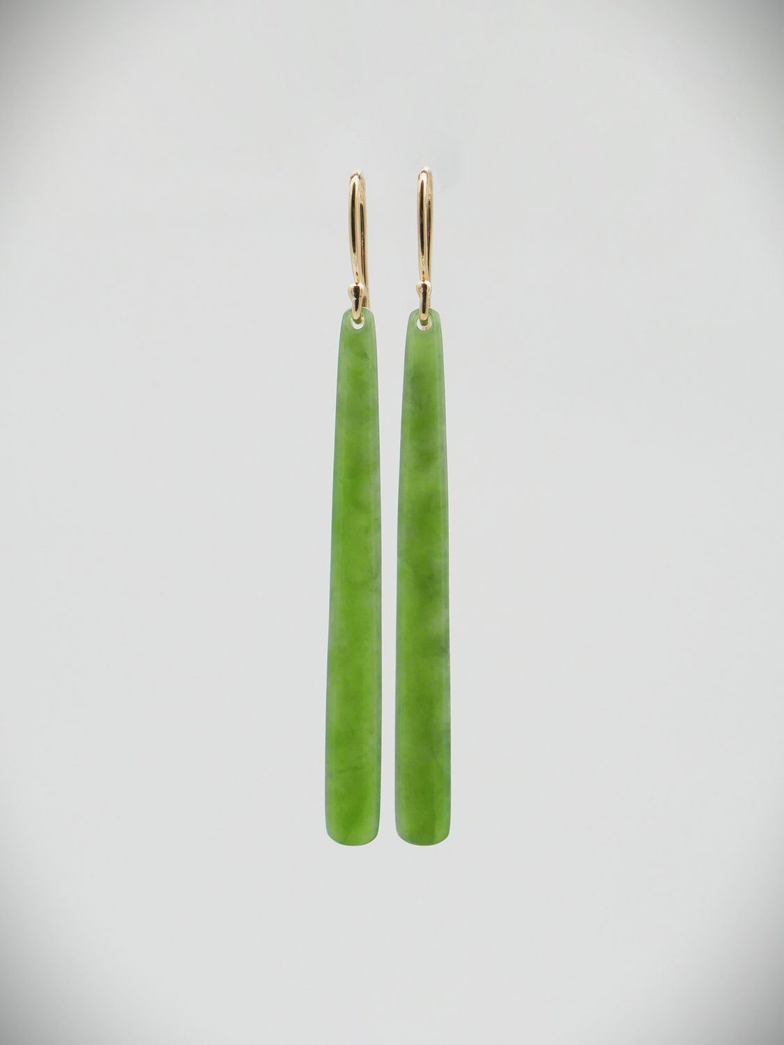 Moko Pounamu NZ Kahurangi Greenstone & 9ct Gold Earrings - Waiuku Moko Pounamu NZ Kahurangi Greenstone & 9ct Gold Earrings - Waiuku