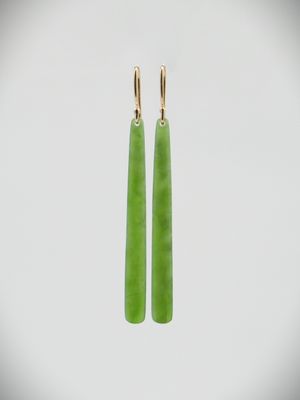 Moko Pounamu NZ Kahurangi Greenstone & 9ct Gold Earrings - Waiuku Moko Pounamu NZ Kahurangi Greenstone & 9ct Gold Earrings - Waiuku