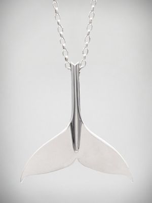Moko Pounamu Whale Tail Sterling Silver Pendant - WT1