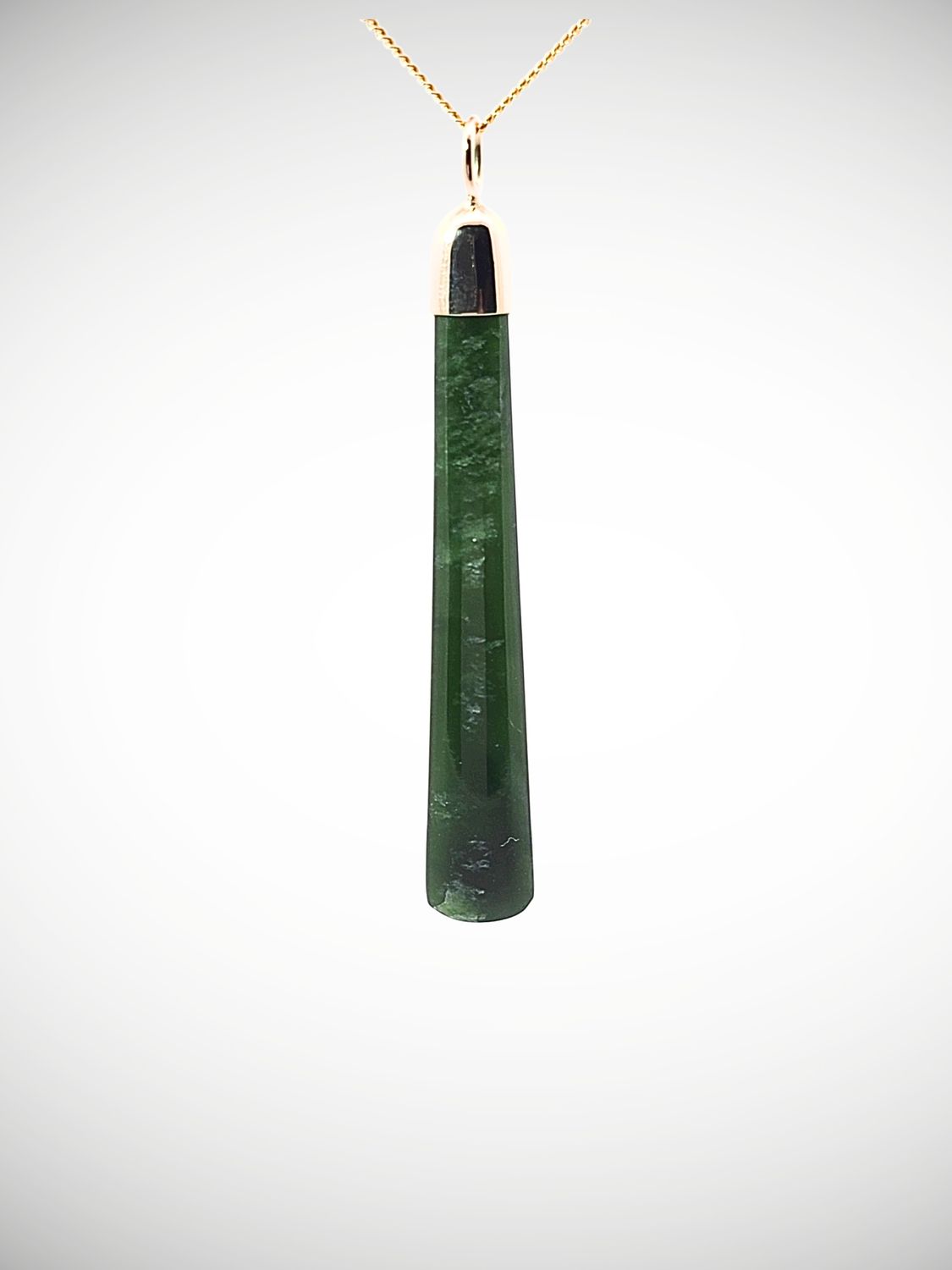 Moko Pounamu Kuru (Drop) NZ Genuine Kawakawa Greenstone & 9ct Gold - Oenui