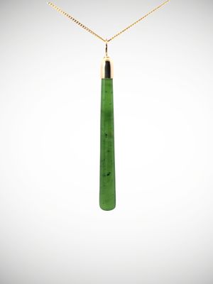 Moko Pounamu Kuru (Drop) NZ Genuine Kahurangi Greenstone and 9ct Gold Pendant - Otepopo Moko Pounamu Kuru (Drop) NZ Genuine Kahurangi Greenstone and 9ct Gold Pendant - Otepopo