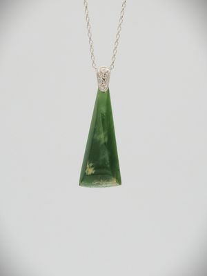 Moko Pounamu Kuru (Drop) NZ Genuine Kahurangi Flower Greenstone & Sterling Silver - Moawhango