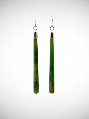 Moko Pounamu NZ Kahurangi Flower Greenstone & Sterling Silver Earrings - Oruahine