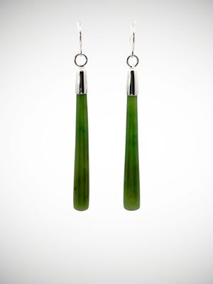 Moko Pounamu NZ Kahurangi Greenstone & Sterling Silver Earrings - Akiri Moko Pounamu NZ Kahurangi Greenstone & Sterling Silver Earrings - Akiri