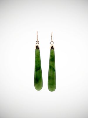 Moko Pounamu NZ Kahurangi Greenstone & 9ct Gold Earrings - Papapounamu Moko Pounamu NZ Kahurangi Greenstone & 9ct Gold Earrings - Papapounamu