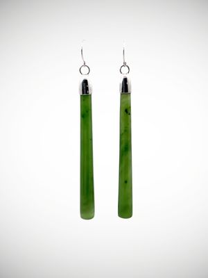 Moko Pounamu NZ Kahurangi Greenstone & Sterling Silver Earrings - Iwituaroa Moko Pounamu NZ Kahurangi Greenstone & Sterling Silver Earrings - Iwituaroa