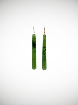 Moko Pounamu NZ Genuine Kahurangi Greenstone & 9ct Gold Earrings - Torea Moko Pounamu NZ Genuine Kahurangi Greenstone & 9ct Gold Earrings - Torea