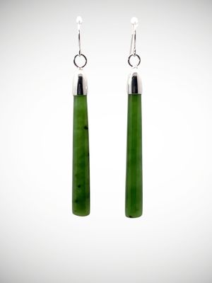 Moko Pounamu NZ Kahurangi Greenstone & Sterling Silver Earrings - Waiheke Moko Pounamu NZ Kahurangi Greenstone & Sterling Silver Earrings - Waiheke