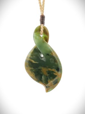 Moko Pounamu Single Pikorua (Twist) NZ Genuine Kahurangi Flower Greenstone - Opatutu